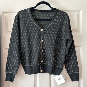 NWT J.ING Black/Gold Button-Up Cardigan Size M